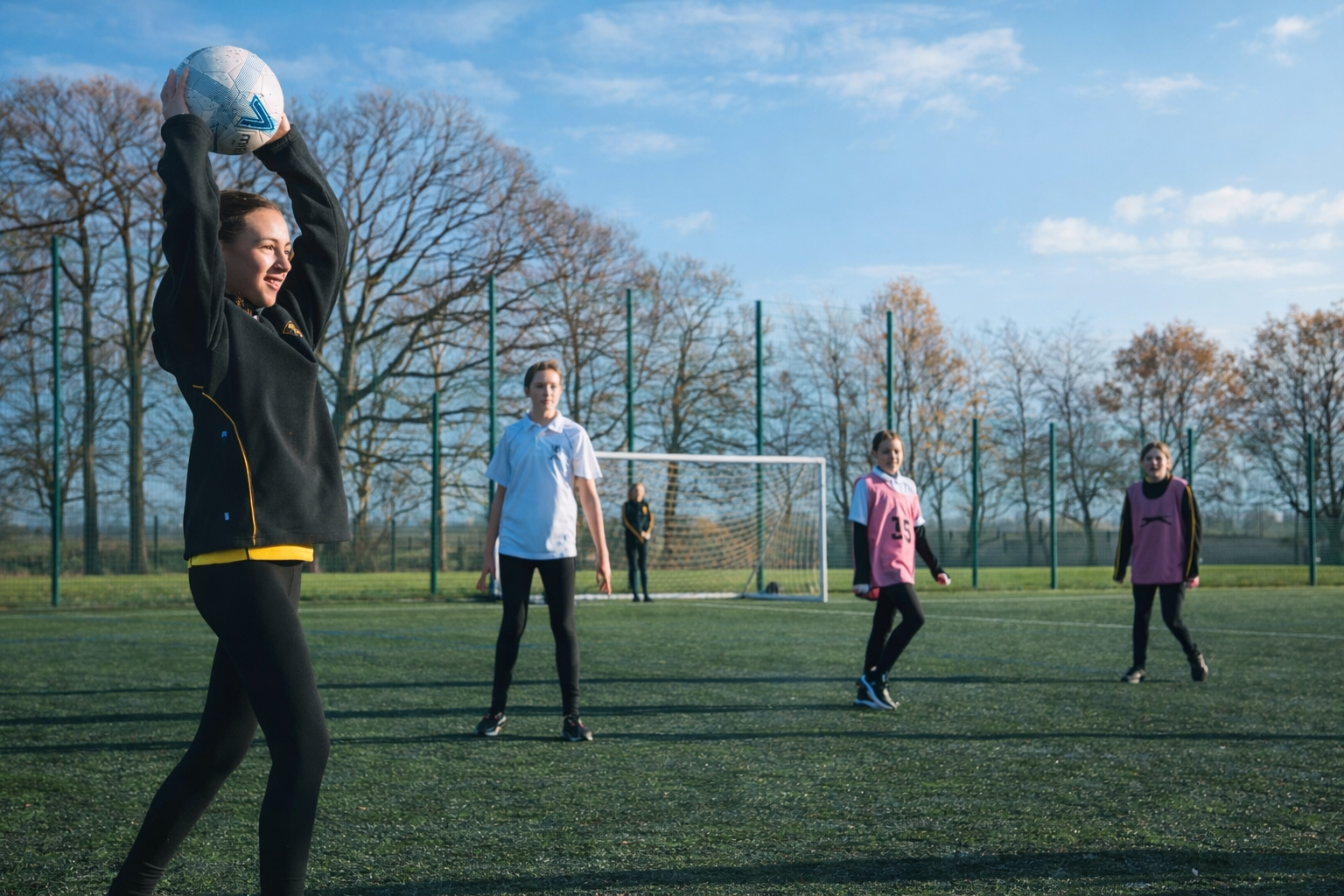 Students engaged in a sports game
